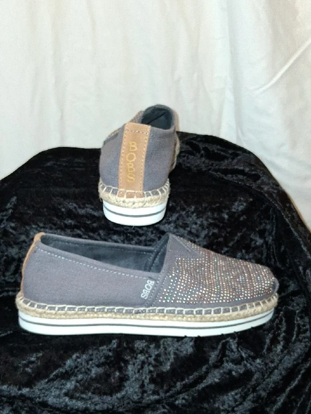 BOBS from Skechers Metallic Slip On Espadrille Style With Memory Foam NWOT